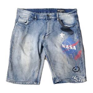 Vintage Southpole NASA Shorts Men's Size 32 Slim Thrashed Jean Denim Y2K
